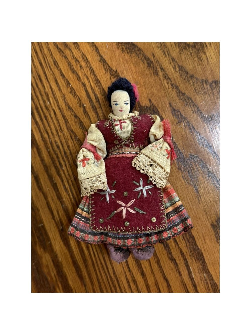 Vintage Handmade Russian Eastern European Doll Festive Dress - Picture 7 of 7